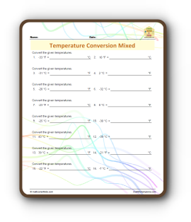 convert celsius to fahrenheit worksheet thumbnail
