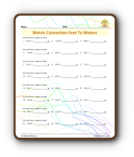 feet to meters worksheet thumb