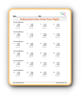 4 digit addition and subtraction