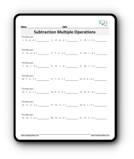 Subtraction three numbers thumbnail