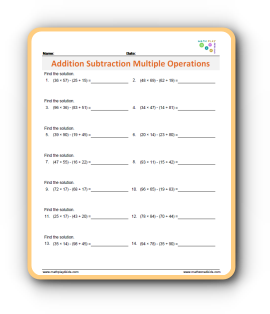add subtract mixed numbers worksheet Thumbnail