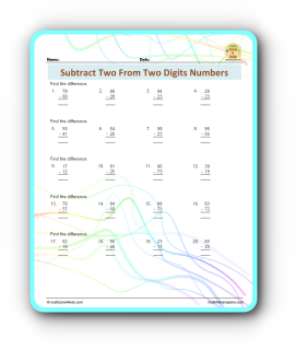 Double digit subtraction worksheet thumbnail