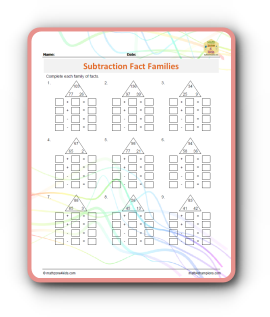 Fact families worksheet addition and subtraction thumbnail