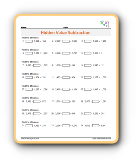 Hundreds subtraction worksheet thumbnail